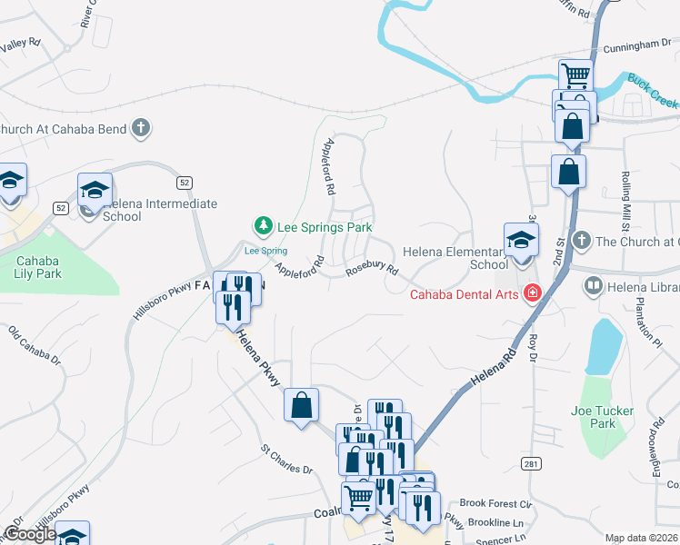 map of restaurants, bars, coffee shops, grocery stores, and more near 524 Rosebury Road in Helena