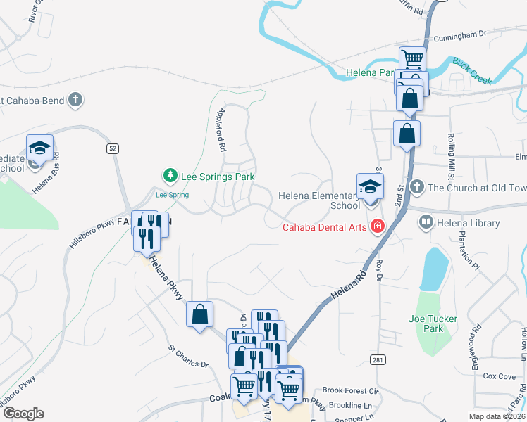 map of restaurants, bars, coffee shops, grocery stores, and more near 160 Rowntree Path in Helena
