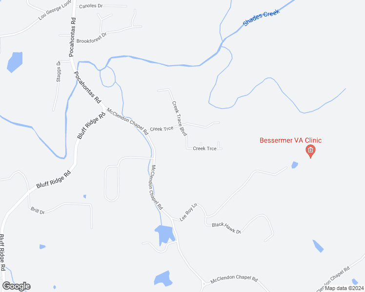 map of restaurants, bars, coffee shops, grocery stores, and more near 7324 Creek Trace Boulevard in Bessemer