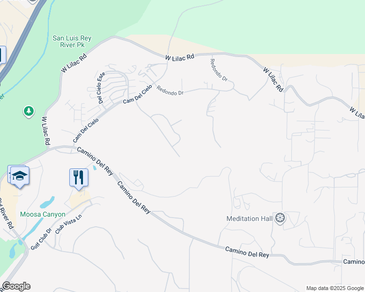 map of restaurants, bars, coffee shops, grocery stores, and more near 77 Via Larga Vista in Bonsall