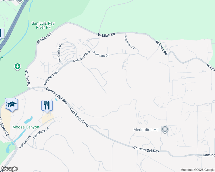 map of restaurants, bars, coffee shops, grocery stores, and more near 81 Via Larga Vista in Bonsall