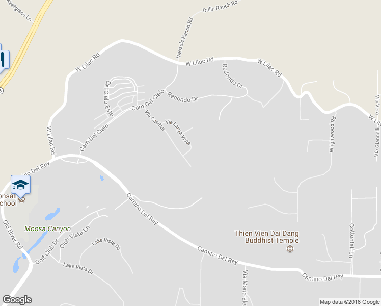 map of restaurants, bars, coffee shops, grocery stores, and more near 81 Via Larga Vista in Bonsall