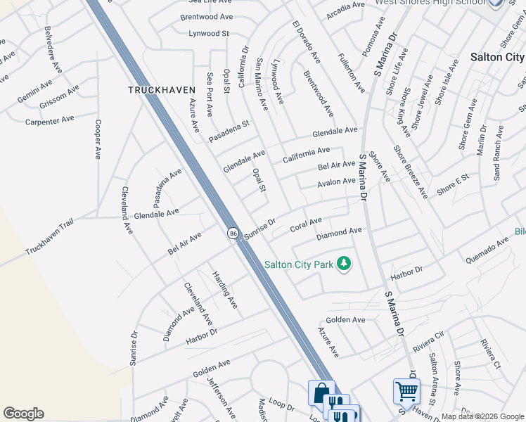 map of restaurants, bars, coffee shops, grocery stores, and more near 1294 Avalon Avenue in Thermal