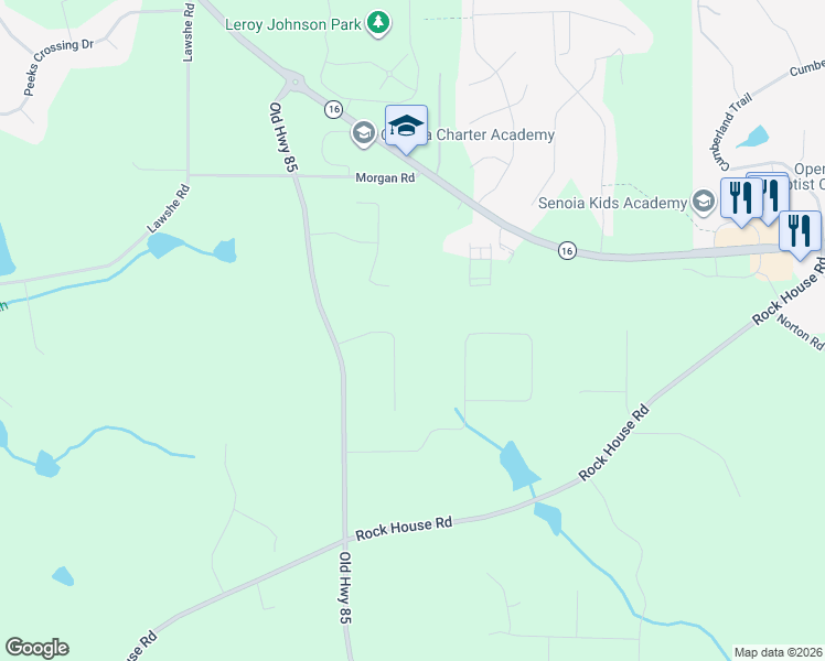 map of restaurants, bars, coffee shops, grocery stores, and more near 74 Fieldstone Farms Drive in Senoia