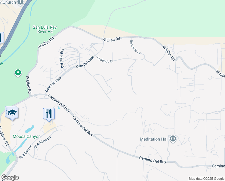 map of restaurants, bars, coffee shops, grocery stores, and more near 77 Via Larga Vista in Bonsall