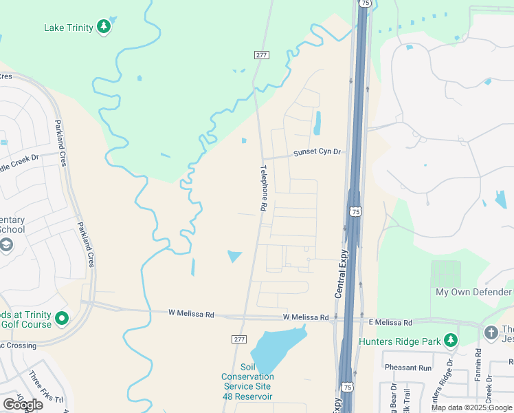 map of restaurants, bars, coffee shops, grocery stores, and more near 6017 Telephone Road in Anna