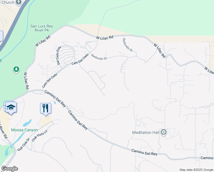 map of restaurants, bars, coffee shops, grocery stores, and more near 69 Via Larga Vista in Bonsall