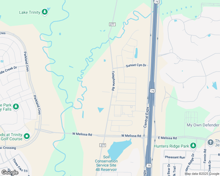 map of restaurants, bars, coffee shops, grocery stores, and more near 5901 County Road 277 in Melissa