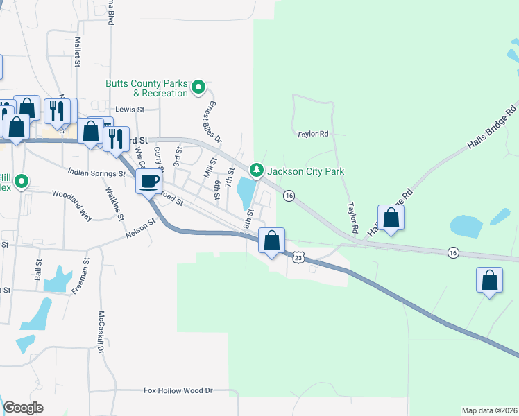map of restaurants, bars, coffee shops, grocery stores, and more near 146 Harper Street in Jackson