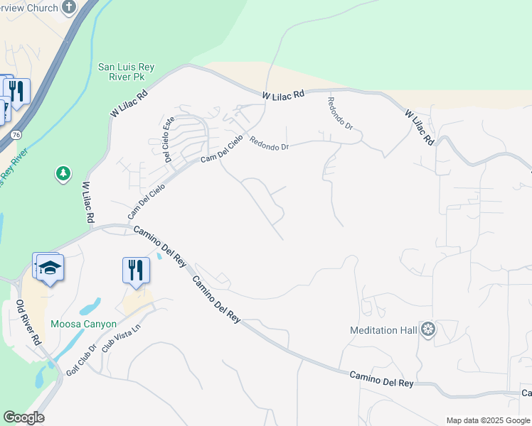 map of restaurants, bars, coffee shops, grocery stores, and more near 49 Vía Casitas in Bonsall