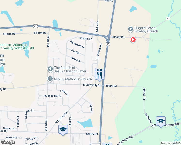 map of restaurants, bars, coffee shops, grocery stores, and more near 13 Broadmoor Drive in Magnolia