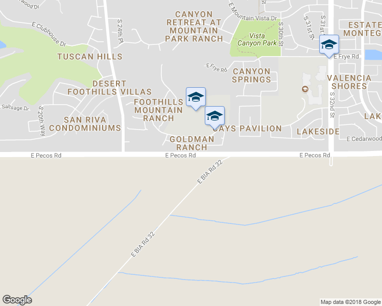 map of restaurants, bars, coffee shops, grocery stores, and more near 2626 East Pecos Road in Phoenix