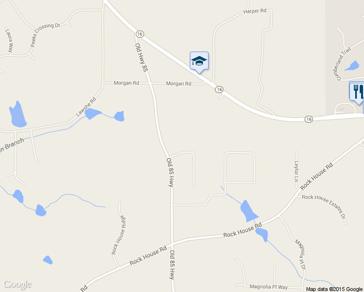 map of restaurants, bars, coffee shops, grocery stores, and more near 52 Fieldstone Farms Drive in Senoia