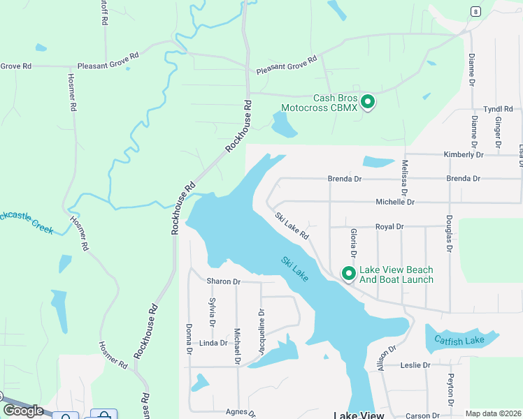 map of restaurants, bars, coffee shops, grocery stores, and more near 13520 Ski Lake Road in Lake View