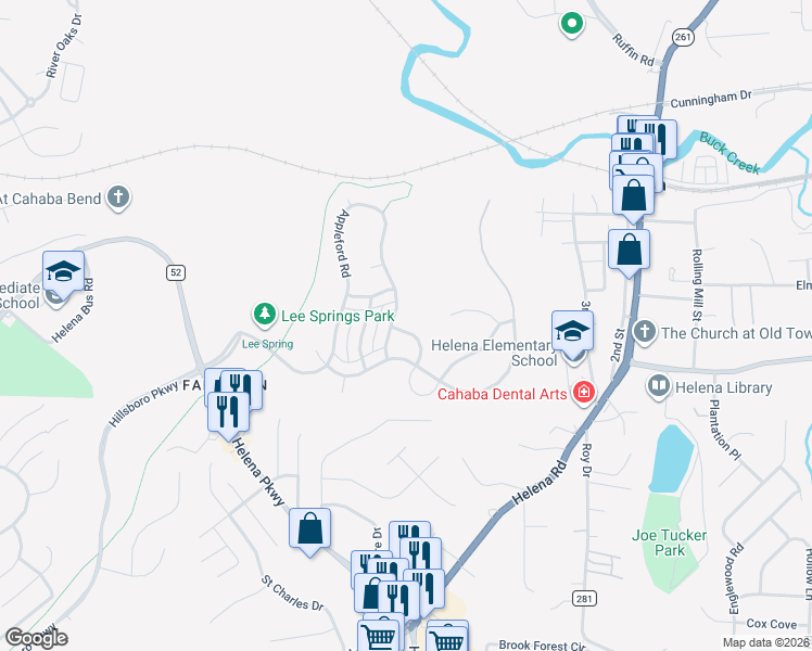 map of restaurants, bars, coffee shops, grocery stores, and more near 106 Rowntree Path in Helena