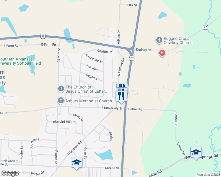 map of restaurants, bars, coffee shops, grocery stores, and more near 21 Broadmoor Drive in Magnolia