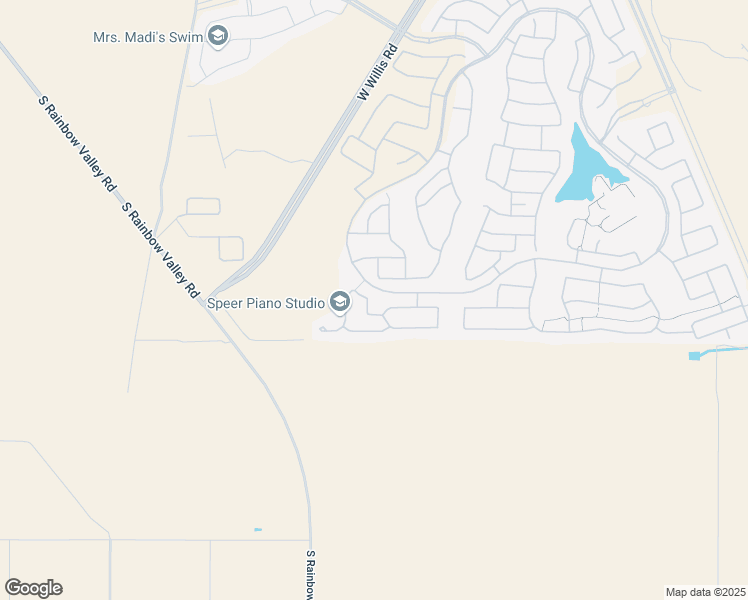 map of restaurants, bars, coffee shops, grocery stores, and more near 18187 West Deer Creek Road in Goodyear