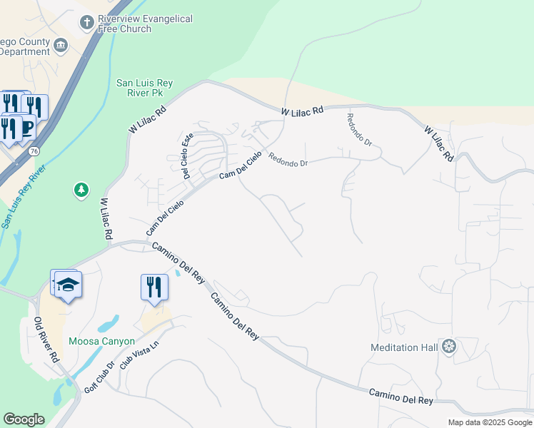 map of restaurants, bars, coffee shops, grocery stores, and more near 32 Vía Casitas in Bonsall