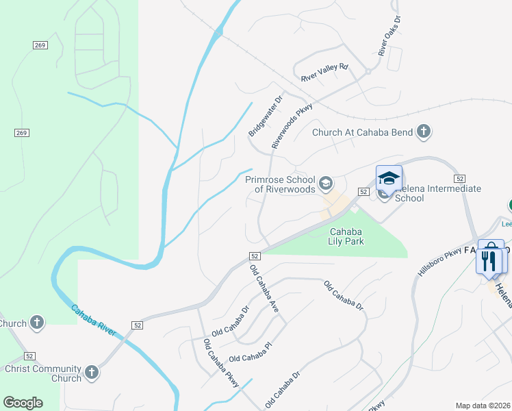 map of restaurants, bars, coffee shops, grocery stores, and more near 490 Riverwoods Parkway in Helena