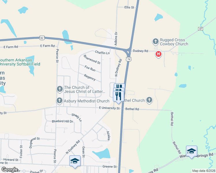 map of restaurants, bars, coffee shops, grocery stores, and more near 33 Broadmoor Drive in Magnolia