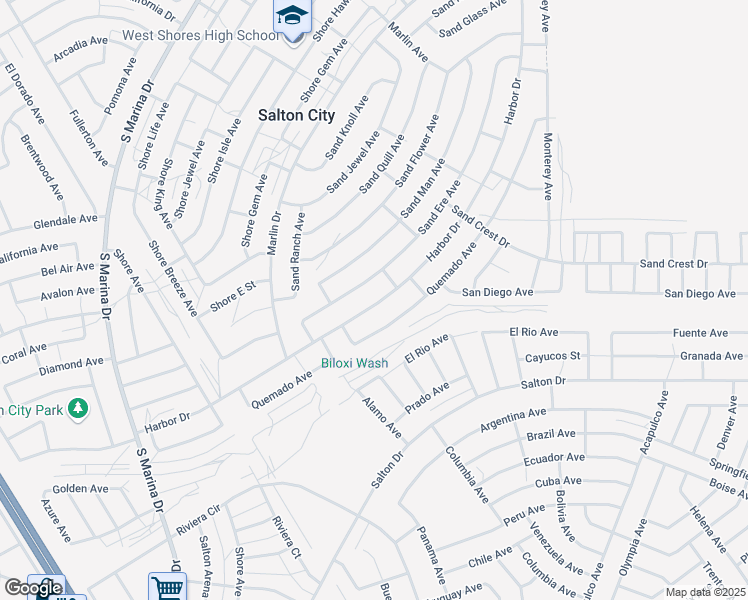 map of restaurants, bars, coffee shops, grocery stores, and more near 2265 Harbor Drive in Thermal