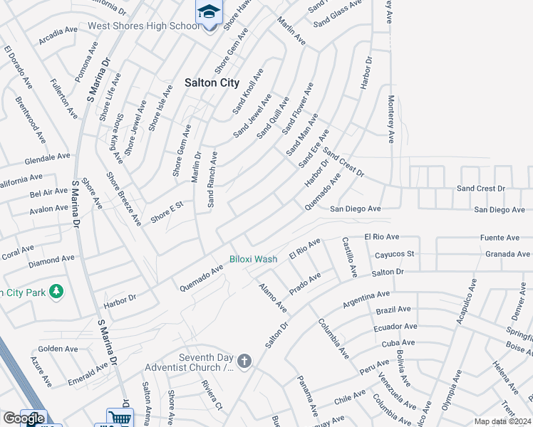 map of restaurants, bars, coffee shops, grocery stores, and more near 2272 Harbor Drive in Thermal