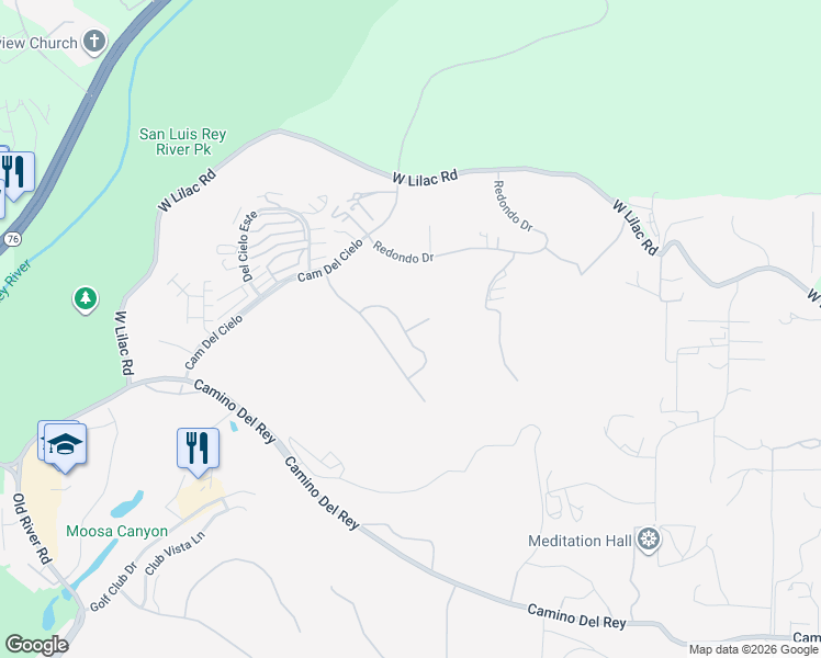 map of restaurants, bars, coffee shops, grocery stores, and more near 44 Vía Casitas in Bonsall
