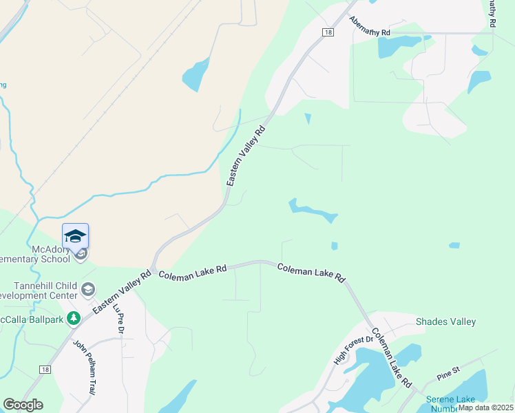 map of restaurants, bars, coffee shops, grocery stores, and more near 6030 Eastern Valley Road in McCalla