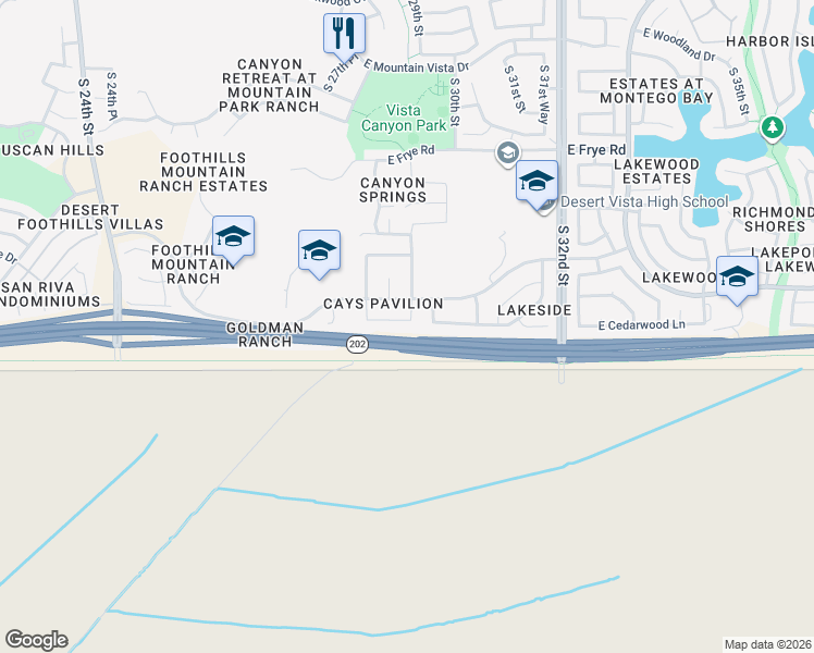 map of restaurants, bars, coffee shops, grocery stores, and more near 16813 South 29th Place in Phoenix