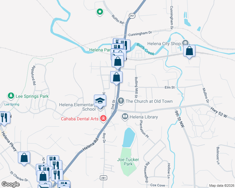 map of restaurants, bars, coffee shops, grocery stores, and more near 3745 2nd Street in Helena