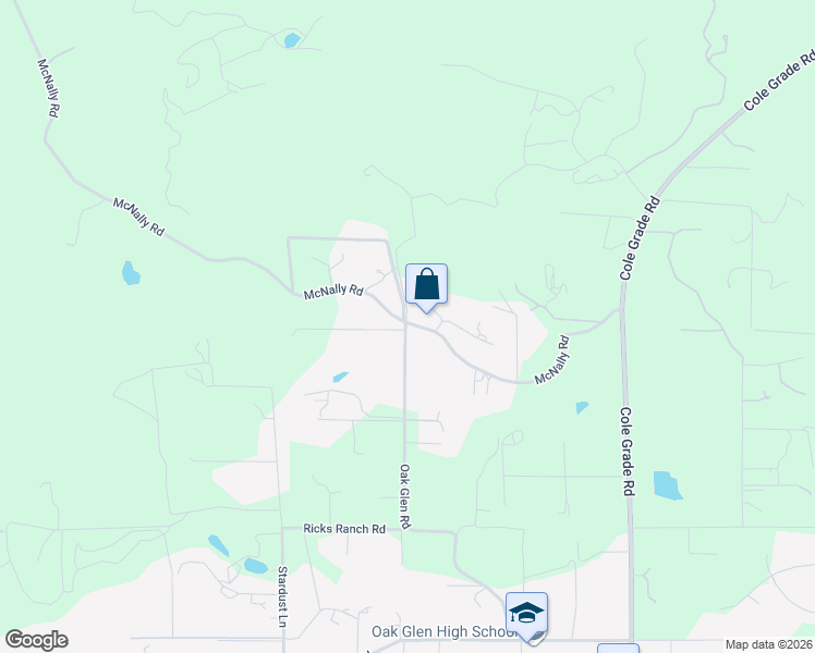 map of restaurants, bars, coffee shops, grocery stores, and more near 13755 McNally Road in Valley Center