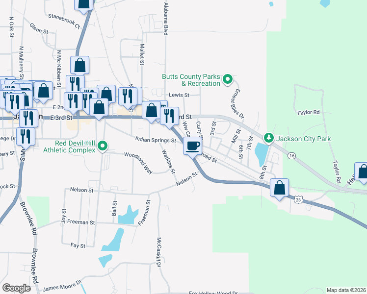 map of restaurants, bars, coffee shops, grocery stores, and more near 278 Macon Avenue in Jackson