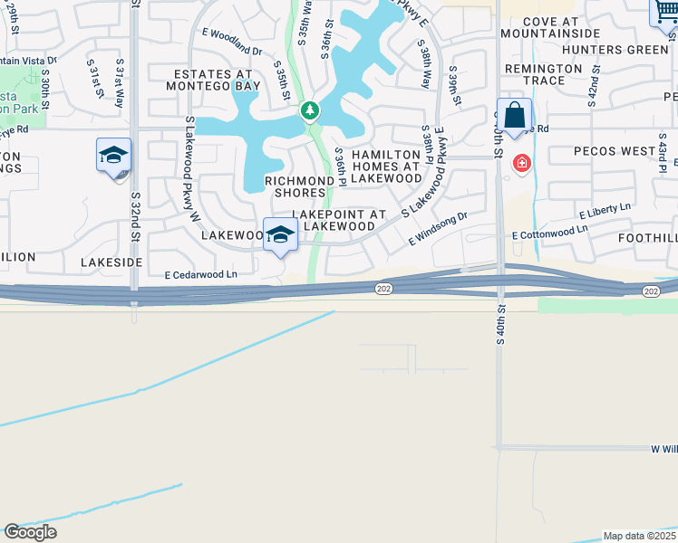 map of restaurants, bars, coffee shops, grocery stores, and more near 3628 East Cedarwood Lane in Phoenix