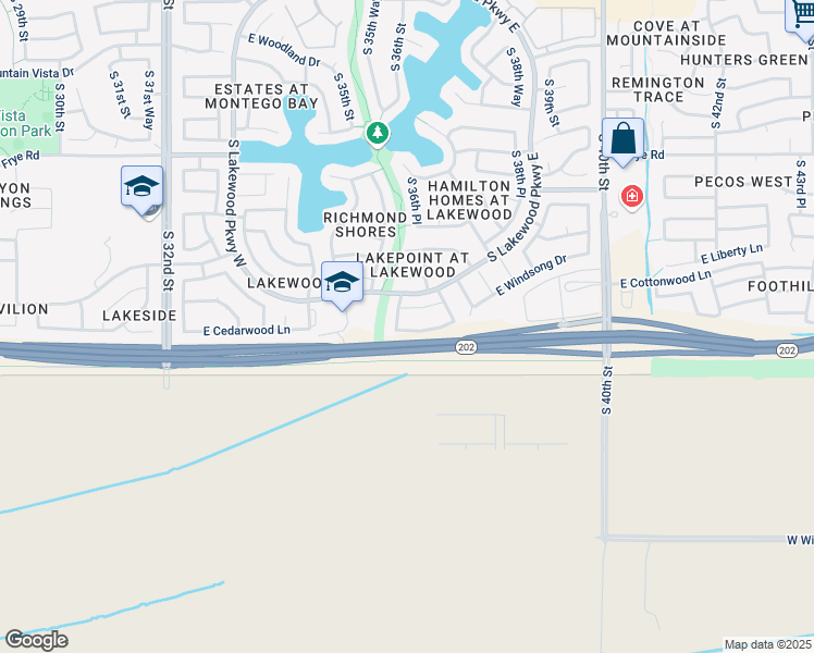map of restaurants, bars, coffee shops, grocery stores, and more near 3628 East Cedarwood Lane in Phoenix