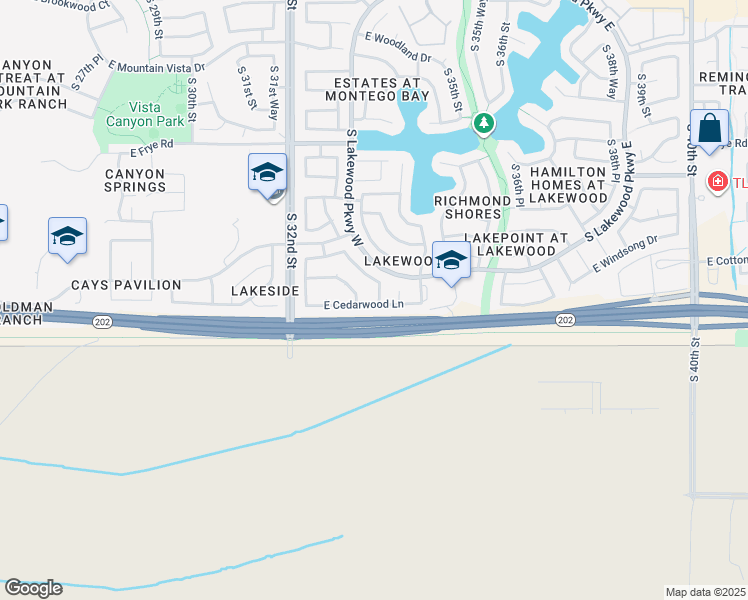 map of restaurants, bars, coffee shops, grocery stores, and more near 17010 South 34th Street in Phoenix