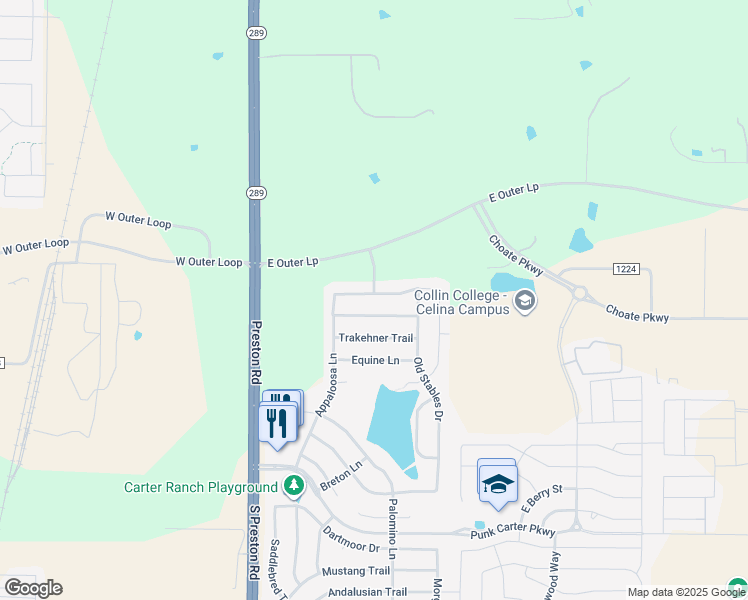 map of restaurants, bars, coffee shops, grocery stores, and more near 327 Westphalian Drive in Celina