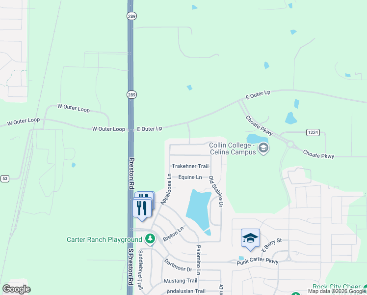 map of restaurants, bars, coffee shops, grocery stores, and more near 327 Westphalian Drive in Celina