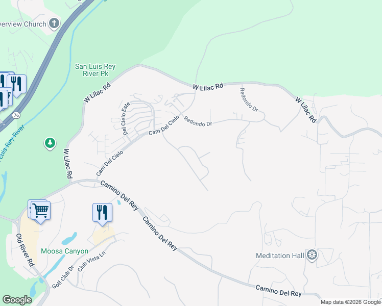 map of restaurants, bars, coffee shops, grocery stores, and more near 32 Vía Casitas in Bonsall