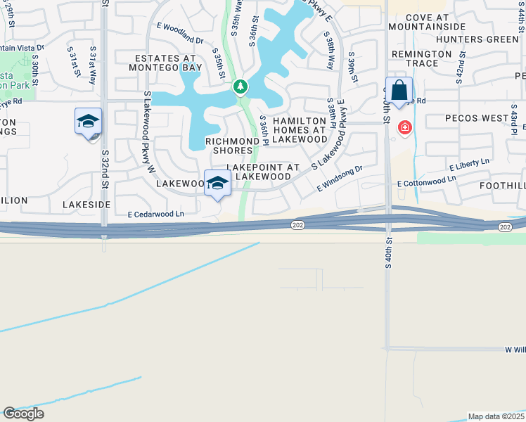 map of restaurants, bars, coffee shops, grocery stores, and more near 3628 East Cedarwood Lane in Phoenix