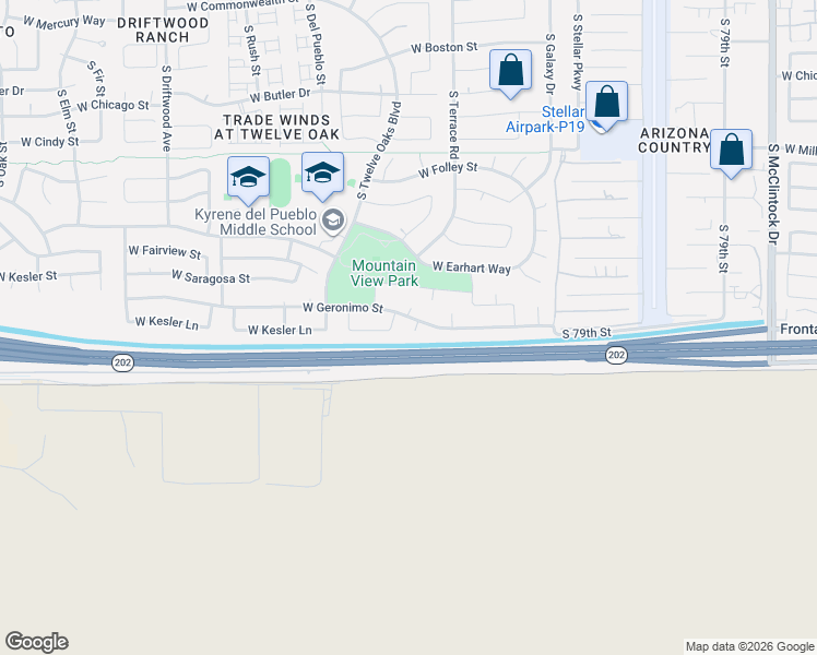 map of restaurants, bars, coffee shops, grocery stores, and more near 830 South Terrace Court in Chandler