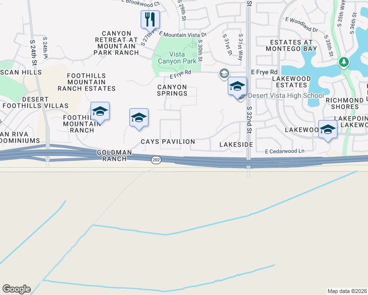 map of restaurants, bars, coffee shops, grocery stores, and more near 16813 South 29th Place in Phoenix