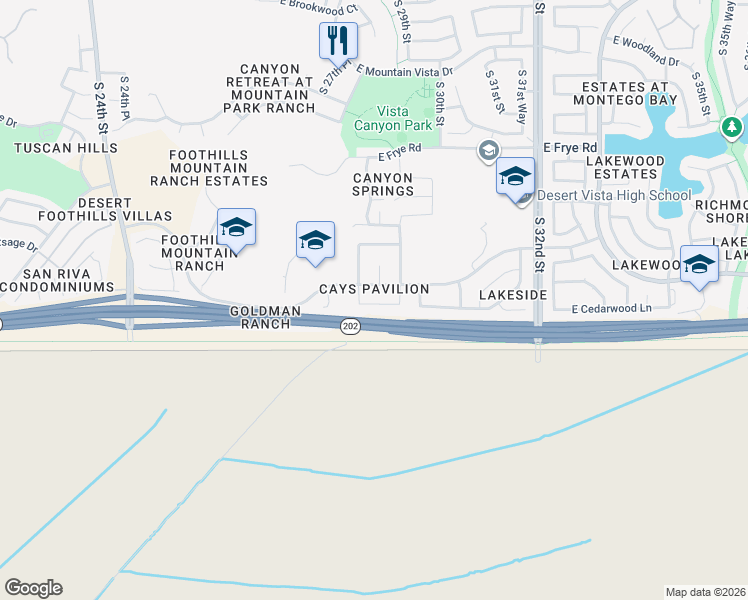 map of restaurants, bars, coffee shops, grocery stores, and more near 2846 East Redwood Lane in Phoenix