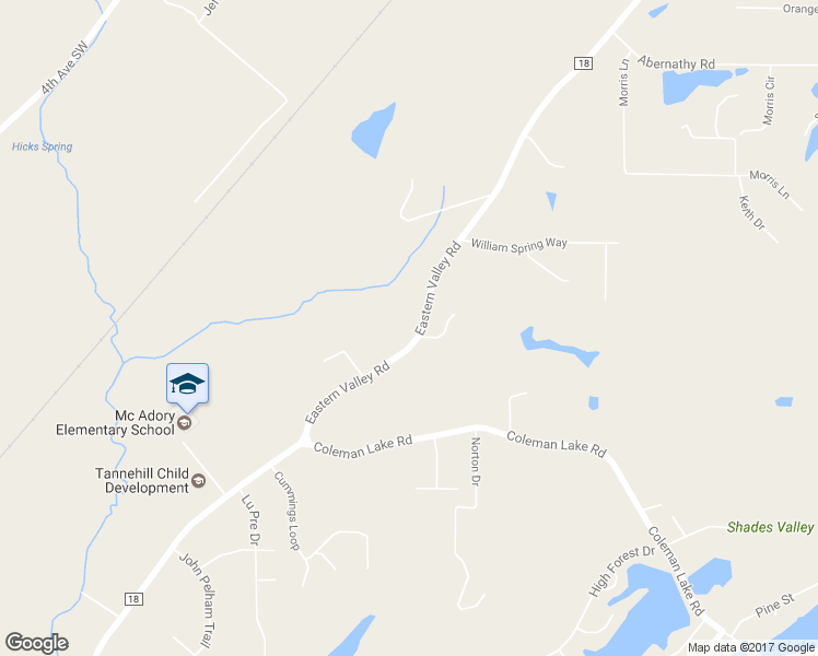 map of restaurants, bars, coffee shops, grocery stores, and more near 6051 Eastern Valley Road in McCalla