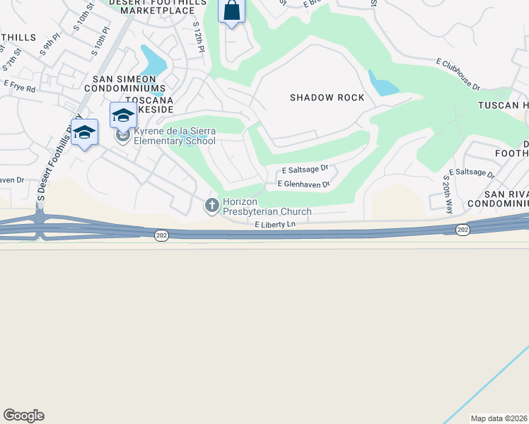 map of restaurants, bars, coffee shops, grocery stores, and more near 1520 East Windsong Drive in Phoenix