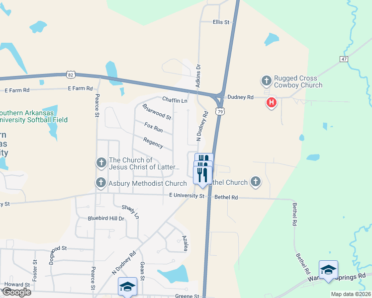 map of restaurants, bars, coffee shops, grocery stores, and more near 33 Broadmoor Drive in Magnolia