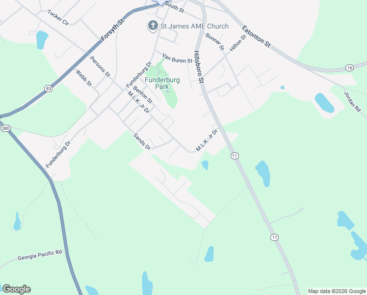 map of restaurants, bars, coffee shops, grocery stores, and more near 2074 Martin Luther King Junior Drive in Monticello