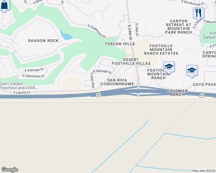 map of restaurants, bars, coffee shops, grocery stores, and more near 2155 East Liberty Lane in Phoenix