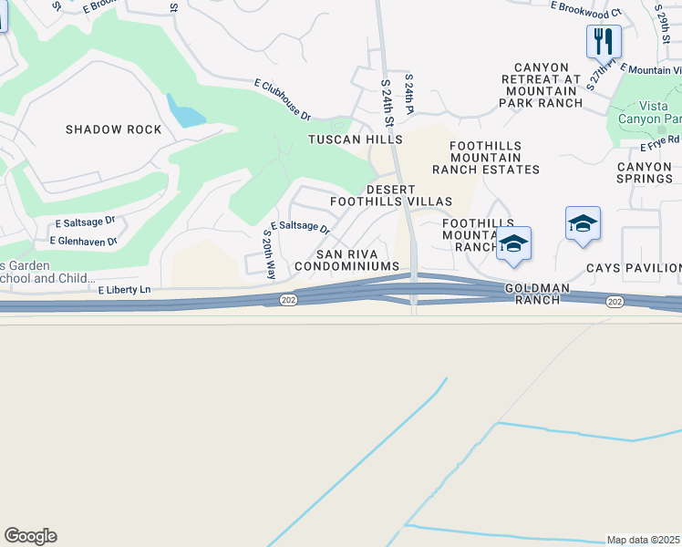 map of restaurants, bars, coffee shops, grocery stores, and more near 2155 East Liberty Lane in Phoenix