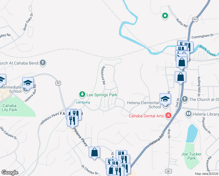 map of restaurants, bars, coffee shops, grocery stores, and more near 115 Ashleigh Road in Helena