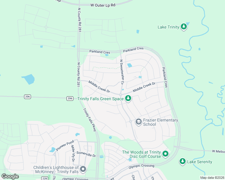 map of restaurants, bars, coffee shops, grocery stores, and more near 5194 County Road 206 in McKinney